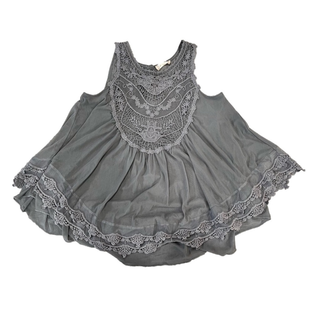 altar’d state Grey Timeless Lace Flowy Tank Top Size Small